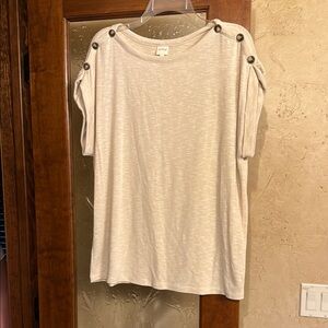 Women's Cream Top with Button Detail